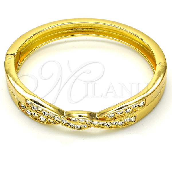 Aro Individual 07.252.0046.05 Oro Laminado, con Blanca Cristal, Pulido, Tono Dorado (09 MM Thickness, Size 5 (2.50 Diameter))