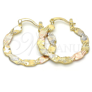 Argolla Mediana 02.170.0190.30 Oro Laminado, Diseño de Torcido, Diamantado, Tres Tonos