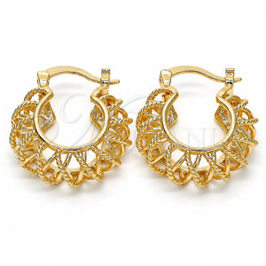 Argolla Pequeña 02.170.0193.20 Oro Laminado, Diseño de Torcido, Pulido, Tono Dorado