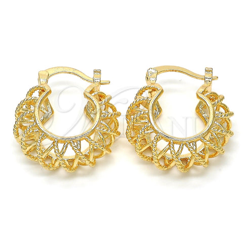 Argolla Pequeña 02.170.0193.20 Oro Laminado, Diseño de Torcido, Pulido, Tono Dorado