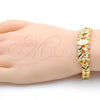 Pulsera Elegante 03.93.0002.07 Oro Laminado, Diseño de Oja, Diamantado, Tono Dorado (08 MM Thickness, 7 Inches Length)