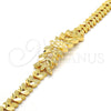 Pulsera Elegante 03.93.0002.07 Oro Laminado, Diseño de Oja, Diamantado, Tono Dorado (08 MM Thickness, 7 Inches Length)