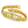 Pulsera Elegante 03.93.0002.07 Oro Laminado, Diseño de Oja, Diamantado, Tono Dorado (08 MM Thickness, 7 Inches Length)