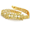 Pulsera Elegante 03.93.0002.07 Oro Laminado, Diseño de Oja, Diamantado, Tono Dorado (08 MM Thickness, 7 Inches Length)