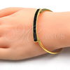 Aro Individual 07.308.0004.04 Oro Laminado, con Negro Cristal, Pulido, Tono Dorado (03 MM Thickness, Size 4 (2.25 Diameter))