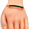 Aro Individual 07.308.0004.04 Oro Laminado, con Negro Cristal, Pulido, Tono Dorado (03 MM Thickness, Size 4 (2.25 Diameter))