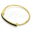 Aro Individual 07.308.0004.04 Oro Laminado, con Negro Cristal, Pulido, Tono Dorado (03 MM Thickness, Size 4 (2.25 Diameter))