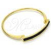 Aro Individual 07.308.0004.04 Oro Laminado, con Negro Cristal, Pulido, Tono Dorado (03 MM Thickness, Size 4 (2.25 Diameter))