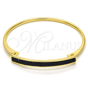 Aro Individual 07.308.0004.04 Oro Laminado, con Negro Cristal, Pulido, Tono Dorado (03 MM Thickness, Size 4 (2.25 Diameter))