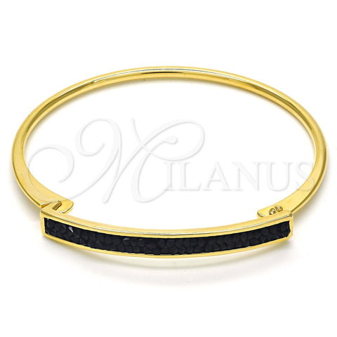 Aro Individual 07.308.0004.04 Oro Laminado, con Negro Cristal, Pulido, Tono Dorado (03 MM Thickness, Size 4 (2.25 Diameter))