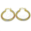 Argolla Mediana 02.102.0040.30 Oro Laminado, Diseño de Llave Griega, Pulido, Tres Tonos