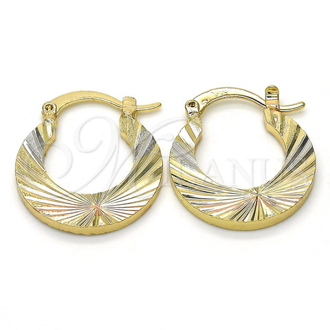 Argolla Pequeña 02.102.0043.25 Oro Laminado, Diamantado, Tres Tonos