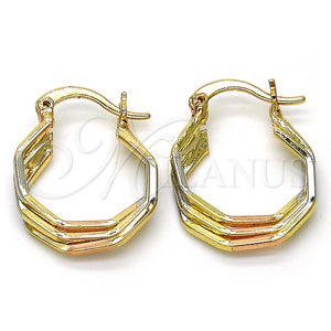 Argolla Pequeña 02.102.0052.20 Oro Laminado, Diamantado, Tres Tonos