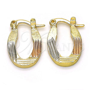 Argolla Pequeña 02.102.0053.15 Oro Laminado, Diamantado, Tres Tonos