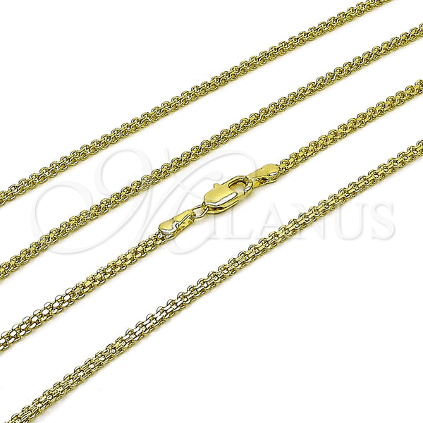 Gargantilla Basica 04.213.0066.20 Oro Laminado, Diseño de Bismarco, Pulido, Tono Dorado (Grosor 02.2 MM, 20 Pulgadas de Largo)