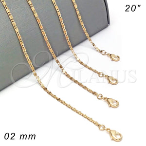 Gargantilla Basica 04.213.0068.20 Oro Laminado, Pulido, Tono Dorado (02 MM Thickness, 20 Inches Length)