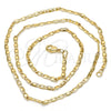 Gargantilla Basica 04.213.0070.20 Oro Laminado, Diseño de Mariner, Pulido, Tono Dorado (03 MM Thickness, 20 Inches Length)