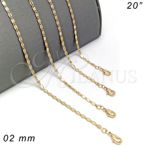 Gargantilla Basica 04.213.0071.20 Oro Laminado, Pulido, Tono Dorado (02 MM Thickness, 20 Inches Length)