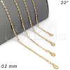 Gargantilla Basica 04.213.0071.22 Oro Laminado, Pulido, Tono Dorado (02 MM Thickness, 22 Inches Length)