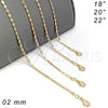 Gargantilla Basica 04.213.0071.22 Oro Laminado, Pulido, Tono Dorado (02 MM Thickness, 22 Inches Length)