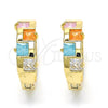 Argolla Huggie 02.210.0071.15 Oro Laminado, con Multicolor Zirconia Cubica, Pulido, Tono Dorado
