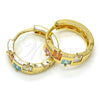 Argolla Huggie 02.210.0071.15 Oro Laminado, con Multicolor Zirconia Cubica, Pulido, Tono Dorado