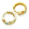 Argolla Huggie 02.210.0071.15 Oro Laminado, con Multicolor Zirconia Cubica, Pulido, Tono Dorado
