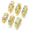 Argolla Huggie 02.210.0071.15 Oro Laminado, con Multicolor Zirconia Cubica, Pulido, Tono Dorado