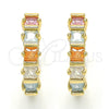 Argolla Huggie 02.210.0073.15 Oro Laminado, con Multicolor Zirconia Cubica, Pulido, Tono Dorado