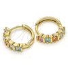 Argolla Huggie 02.210.0073.15 Oro Laminado, con Multicolor Zirconia Cubica, Pulido, Tono Dorado