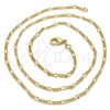 Gargantilla Basica 04.213.0069.18 Oro Laminado, Diseño de Figaro Concave, Pulido, Tono Dorado (02 MM Thickness, 18 Inches Length)