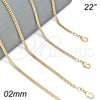 Gargantilla Basica 04.213.0073.22 Oro Laminado, Pulido, Tono Dorado (02 MM Thickness, 22 Inches Length)