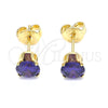 Arete Dormilona 5.128.044.2 Oro Laminado, con Violeta Oscuro Zirconia Cubica, Pulido, Tono Dorado
