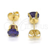 Arete Dormilona 5.128.044.2 Oro Laminado, con Violeta Oscuro Zirconia Cubica, Pulido, Tono Dorado
