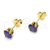 Arete Dormilona 5.128.044.2 Oro Laminado, con Violeta Oscuro Zirconia Cubica, Pulido, Tono Dorado