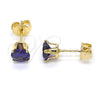 Arete Dormilona 5.128.044.2 Oro Laminado, con Violeta Oscuro Zirconia Cubica, Pulido, Tono Dorado
