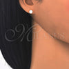 Arete Dormilona 5.128.110 Oro Laminado, con Blanca Zirconia Cubica, Pulido, Tono Dorado