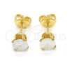 Arete Dormilona 5.128.110 Oro Laminado, con Blanca Zirconia Cubica, Pulido, Tono Dorado