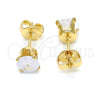 Arete Dormilona 5.128.110 Oro Laminado, con Blanca Zirconia Cubica, Pulido, Tono Dorado