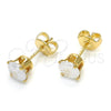 Arete Dormilona 5.128.110 Oro Laminado, con Blanca Zirconia Cubica, Pulido, Tono Dorado