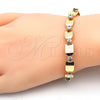 Pulsera Elegante 03.100.0036.1.07 Oro Laminado, con Blanca Cristal, Pulido, Tono Dorado (07 MM Thickness, 7 Inches Length)