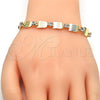 Pulsera Elegante 03.100.0036.1.07 Oro Laminado, con Blanca Cristal, Pulido, Tono Dorado (07 MM Thickness, 7 Inches Length)