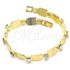 Pulsera Elegante 03.100.0036.1.07 Oro Laminado, con Blanca Cristal, Pulido, Tono Dorado (07 MM Thickness, 7 Inches Length)
