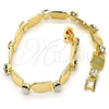 Pulsera Elegante 03.100.0036.1.07 Oro Laminado, con Blanca Cristal, Pulido, Tono Dorado (07 MM Thickness, 7 Inches Length)
