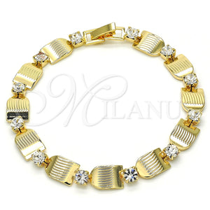 Pulsera Elegante 03.100.0036.1.07 Oro Laminado, con Blanca Cristal, Pulido, Tono Dorado (07 MM Thickness, 7 Inches Length)