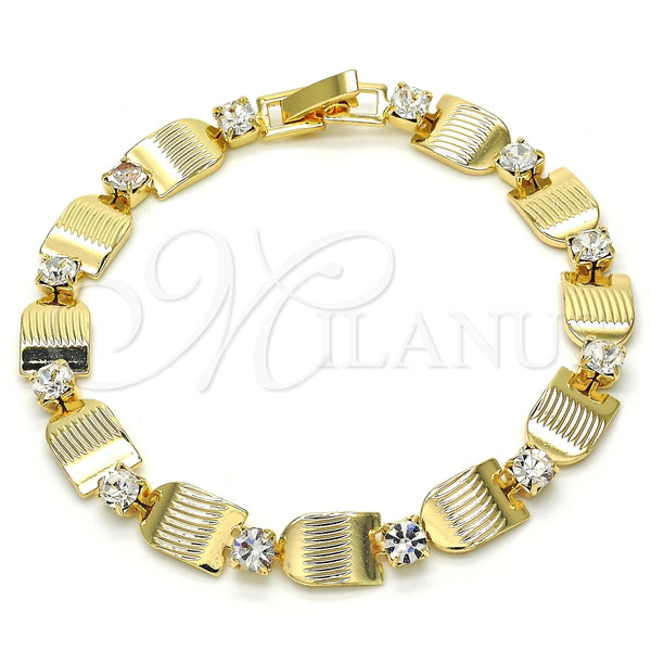 Pulsera Elegante 03.100.0036.1.07 Oro Laminado, con Blanca Cristal, Pulido, Tono Dorado (07 MM Thickness, 7 Inches Length)