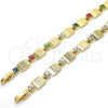 Pulsera Elegante 03.100.0036.1.07 Oro Laminado, con Blanca Cristal, Pulido, Tono Dorado (07 MM Thickness, 7 Inches Length)
