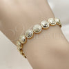 Pulsera Elegante 03.100.0046.07 Oro Laminado, Diamantado, Tono Dorado (Grosor 09.6 MM, 8 Pulgadas de Largo)