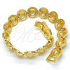Pulsera Elegante 03.100.0046.07 Oro Laminado, Diamantado, Tono Dorado (Grosor 09.6 MM, 8 Pulgadas de Largo)