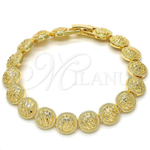 Pulsera Elegante 03.100.0046.07 Oro Laminado, Diamantado, Tono Dorado (Grosor 09.6 MM, 8 Pulgadas de Largo)